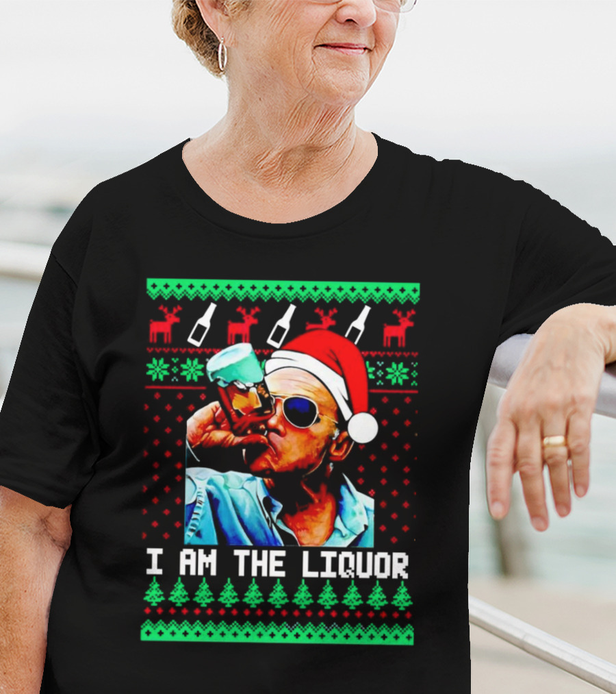 Jim Lahey I Am The Liquor Christmas Santa Hat Reindeer And Bottles T-Shirt