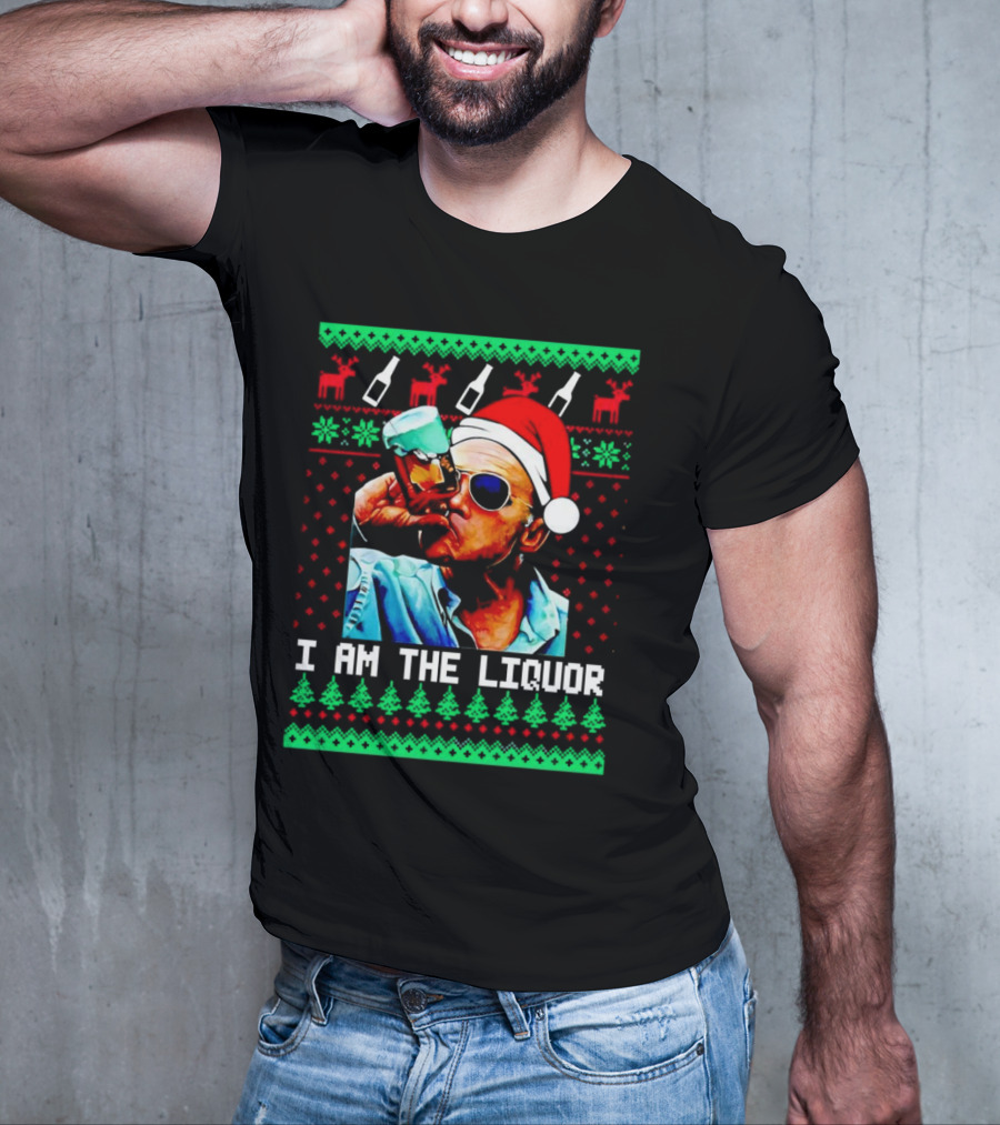 Jim Lahey I Am The Liquor Christmas Santa Hat Reindeer And Bottles T-Shirt