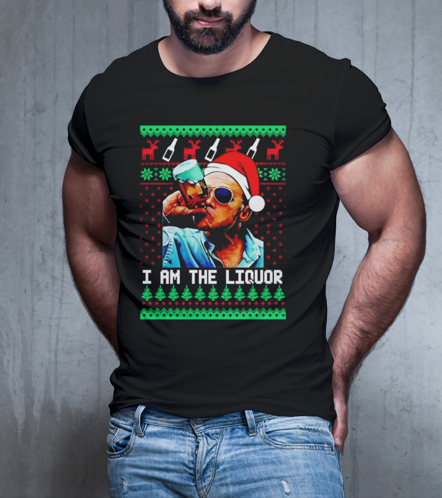 Jim Lahey I Am The Liquor Christmas Santa Hat Reindeer And Bottles T-Shirt