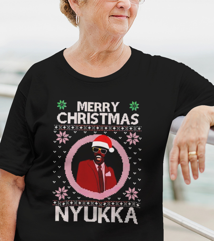 Merry Christmas Nyukka Santa Hat Snowflakes T-Shirt