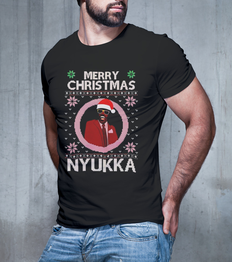 Merry Christmas Nyukka Santa Hat Snowflakes T-Shirt