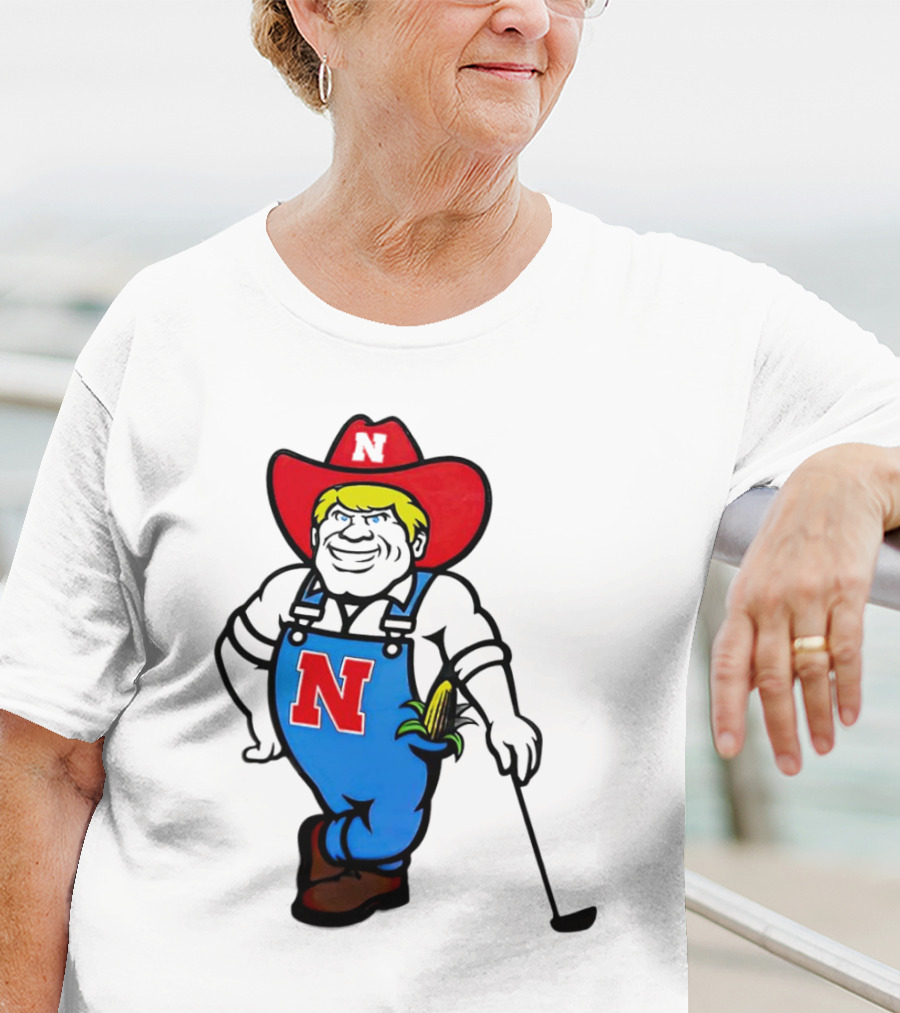 Nebraska Huskers Herbie Husker Iconic Corn Golf Character T-Shirt