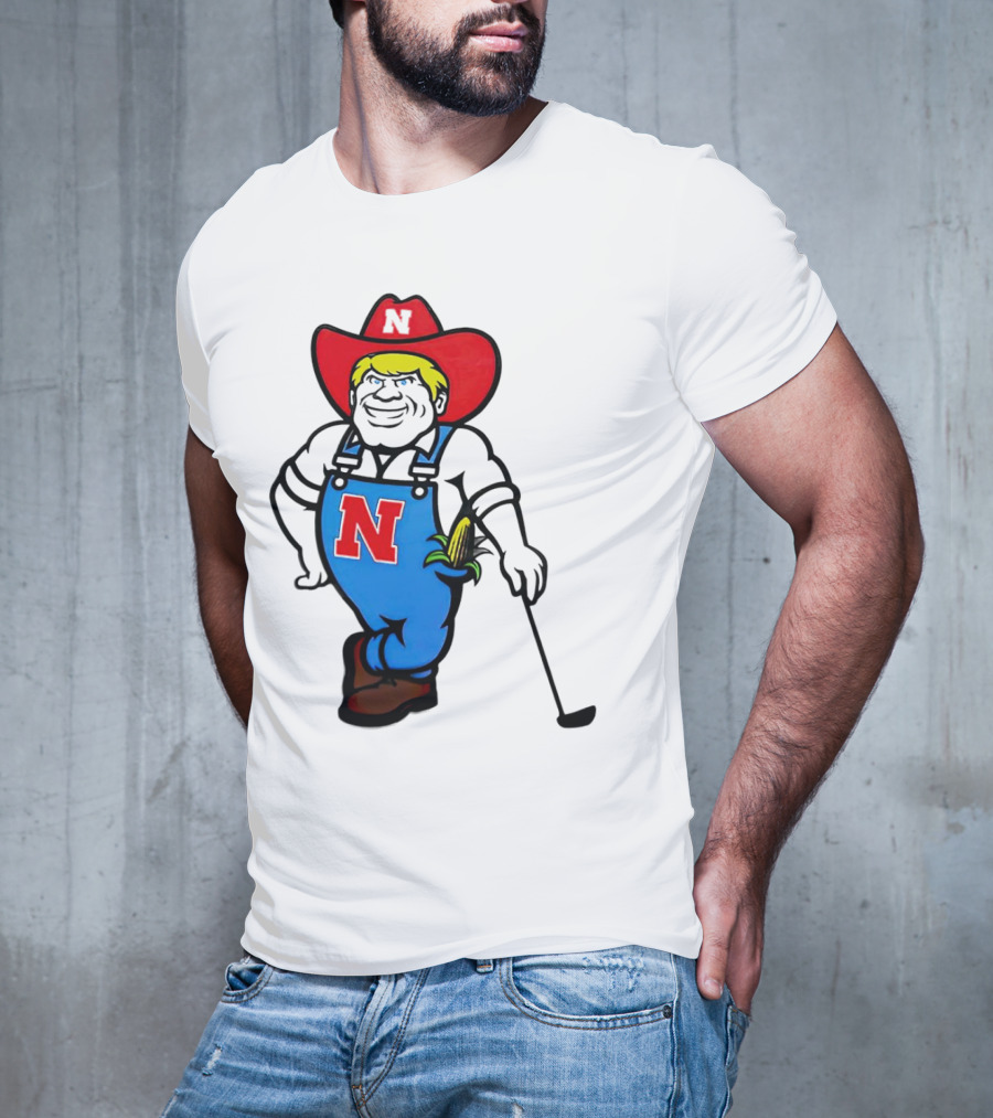 Nebraska Huskers Herbie Husker Iconic Corn Golf Character T-Shirt