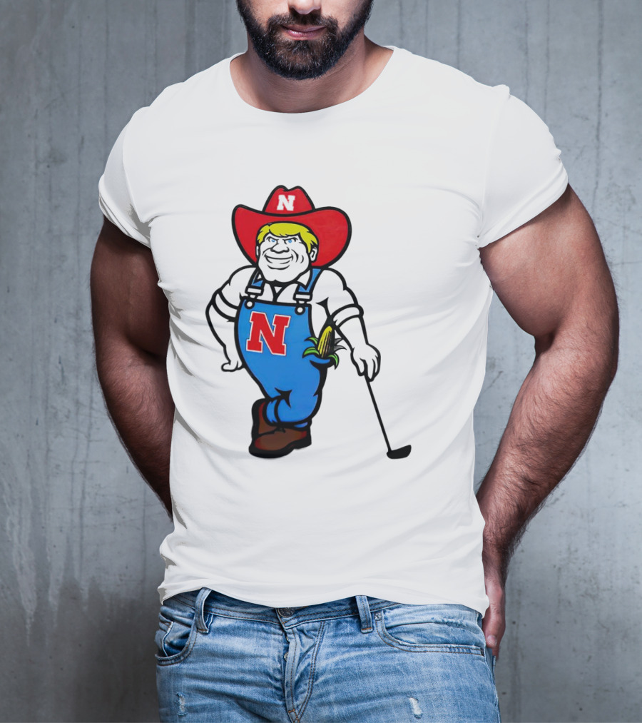 Nebraska Huskers Herbie Husker Iconic Corn Golf Character T-Shirt