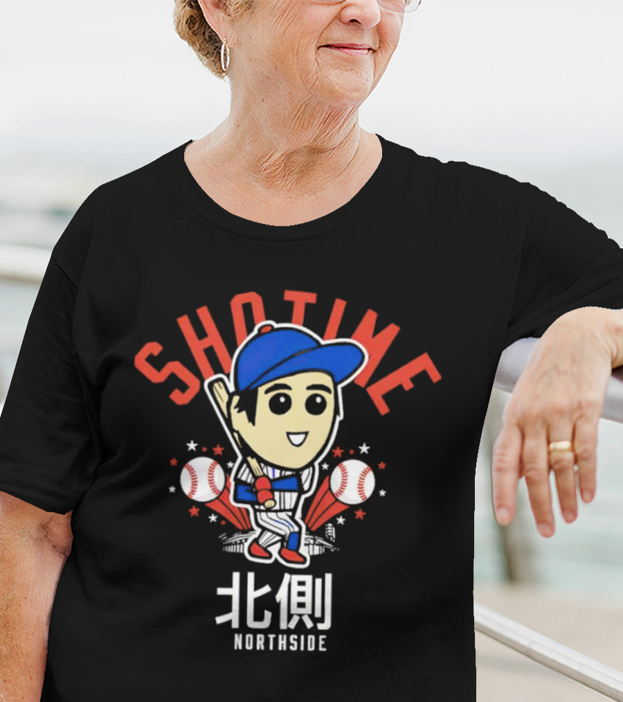 Shotime Northside Baseball Cartoon 北側 Player With Bat And Baseballs T-Shirt