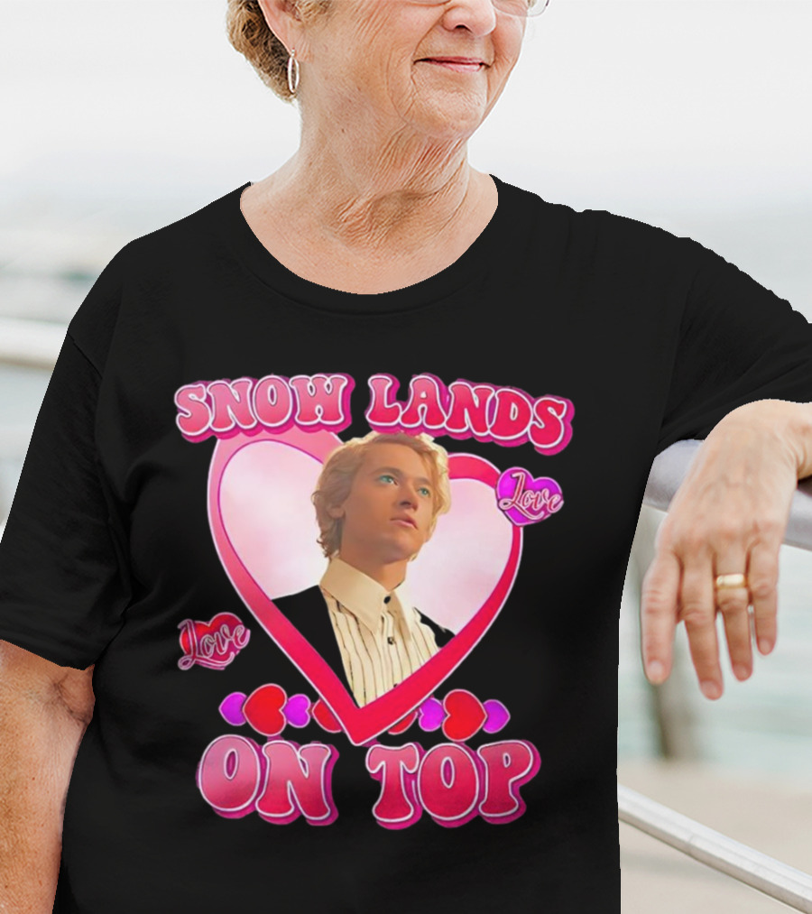 Snow Lands Love On Top Heart Framed Portrait Romance T-Shirt