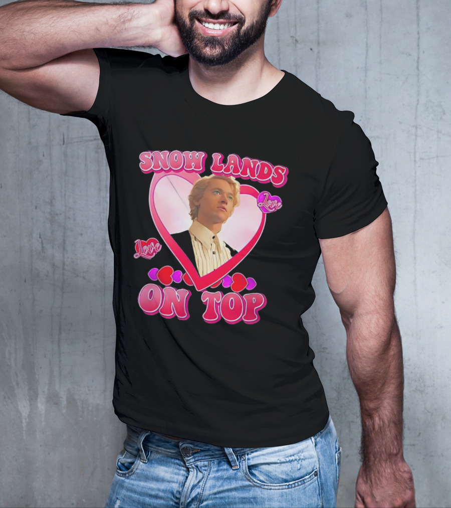 Snow Lands Love On Top Heart Framed Portrait Romance T-Shirt