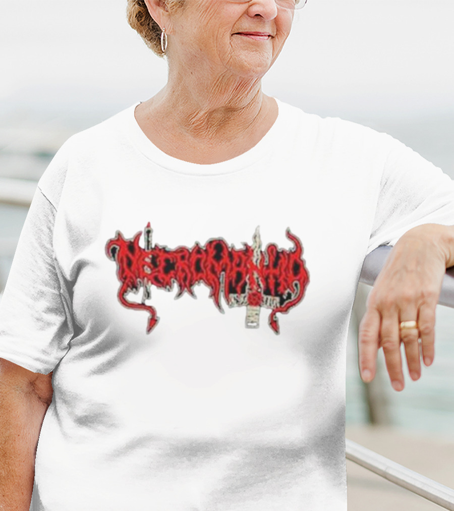 Necromantia Logo Red Text With Sword And Candle T-Shirt