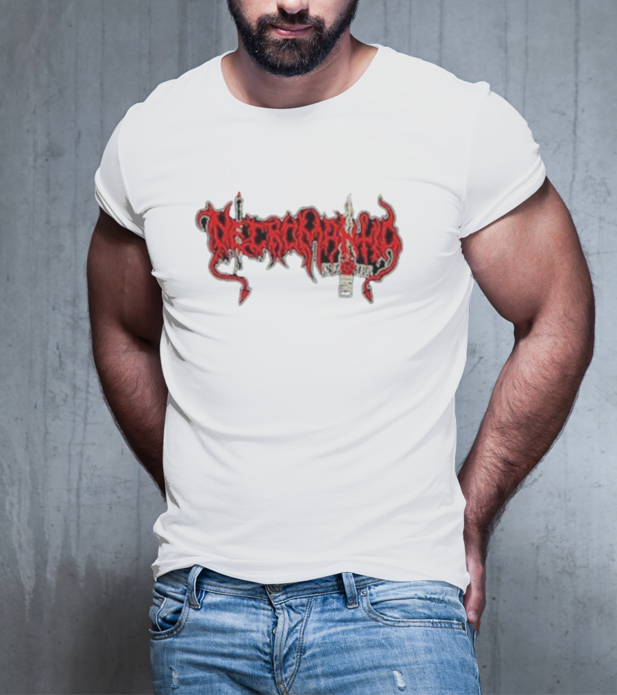 Necromantia Logo Red Text With Sword And Candle T-Shirt