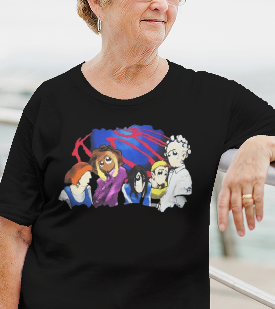 Rare Vintage 1998 Korn Cartoon Characters With Bold Red And Blue Elements T-Shirt