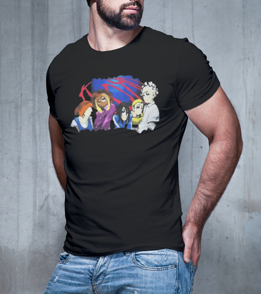 Rare Vintage 1998 Korn Cartoon Characters With Bold Red And Blue Elements T-Shirt