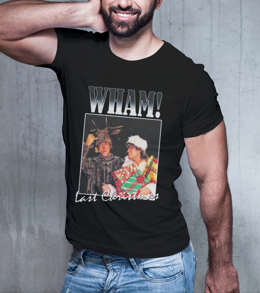 WHAM Last Christmas Reindeer And Santa Costume Scene T-Shirt