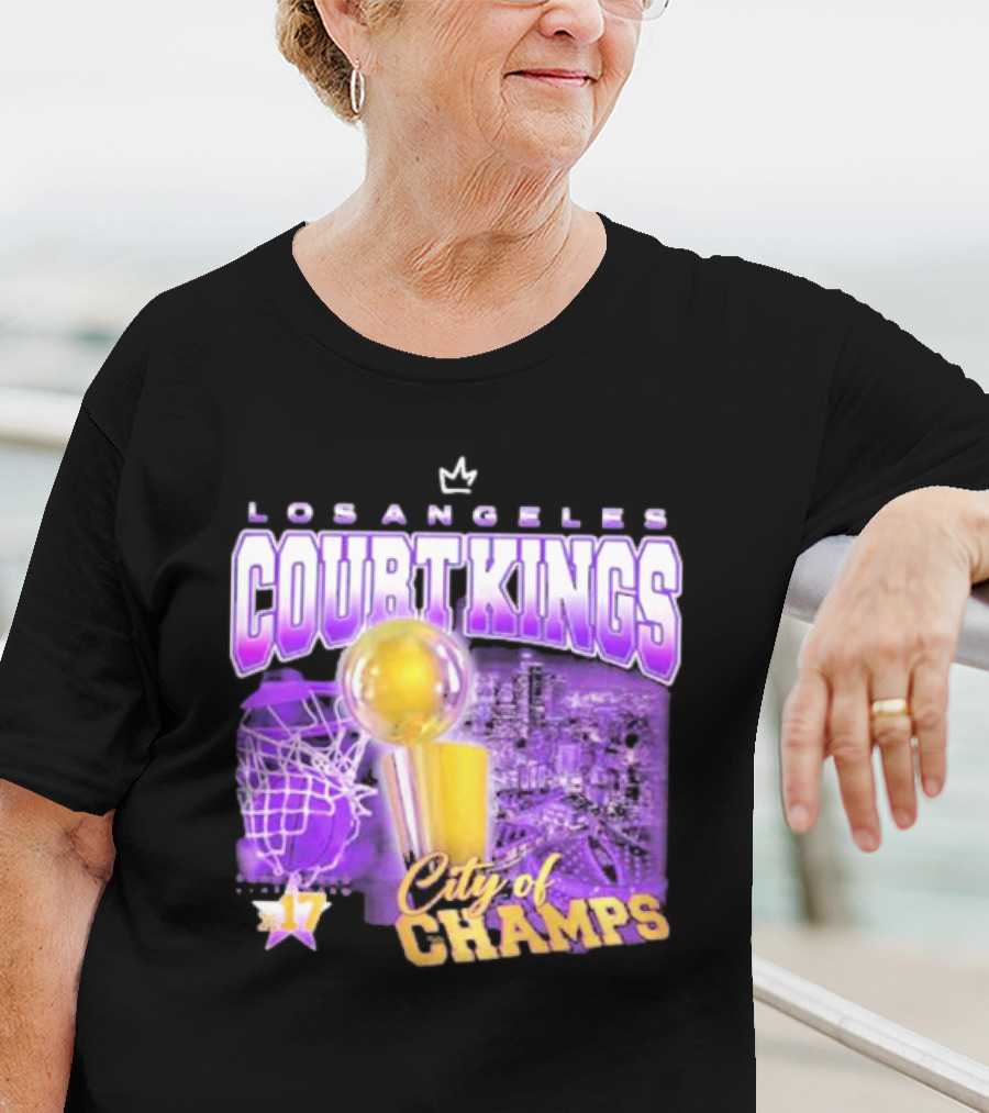 Los Angeles Court Kings City Of Champs 17 Golden Trophy T-Shirt