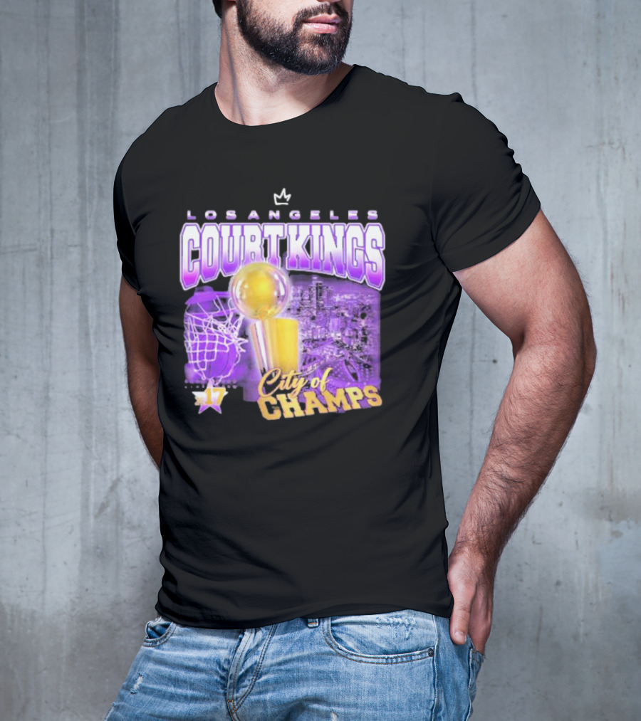 Los Angeles Court Kings City Of Champs 17 Golden Trophy T-Shirt