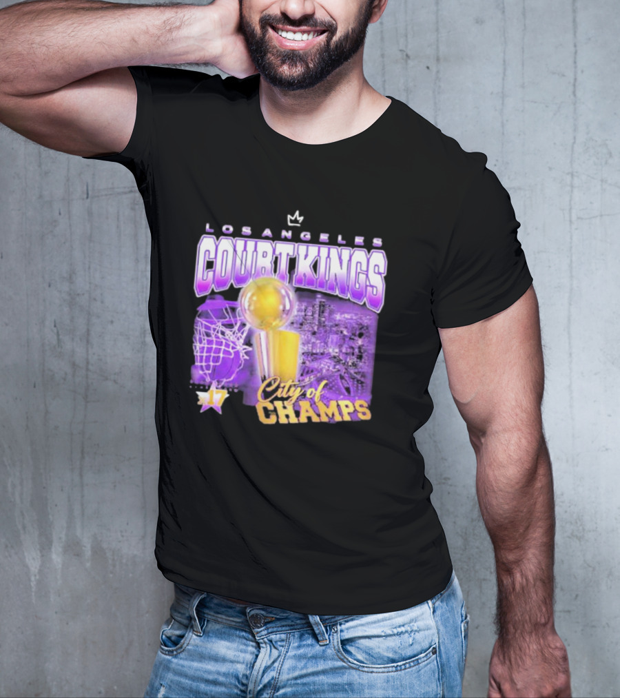 Los Angeles Court Kings City Of Champs 17 Golden Trophy T-Shirt