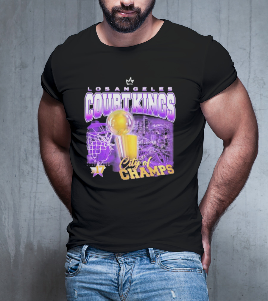 Los Angeles Court Kings City Of Champs 17 Golden Trophy T-Shirt
