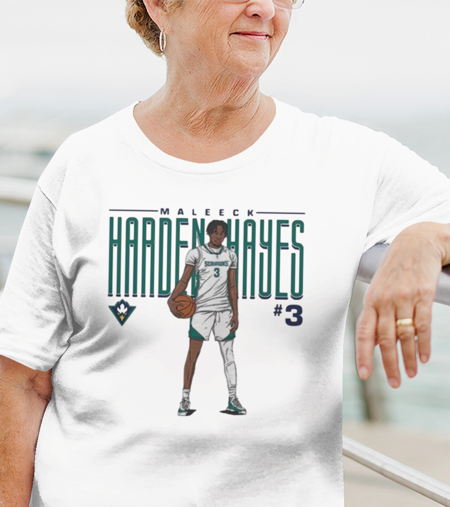 Maleeck Harden Hayes Seahawks #3 Basketball Player T-Shirt