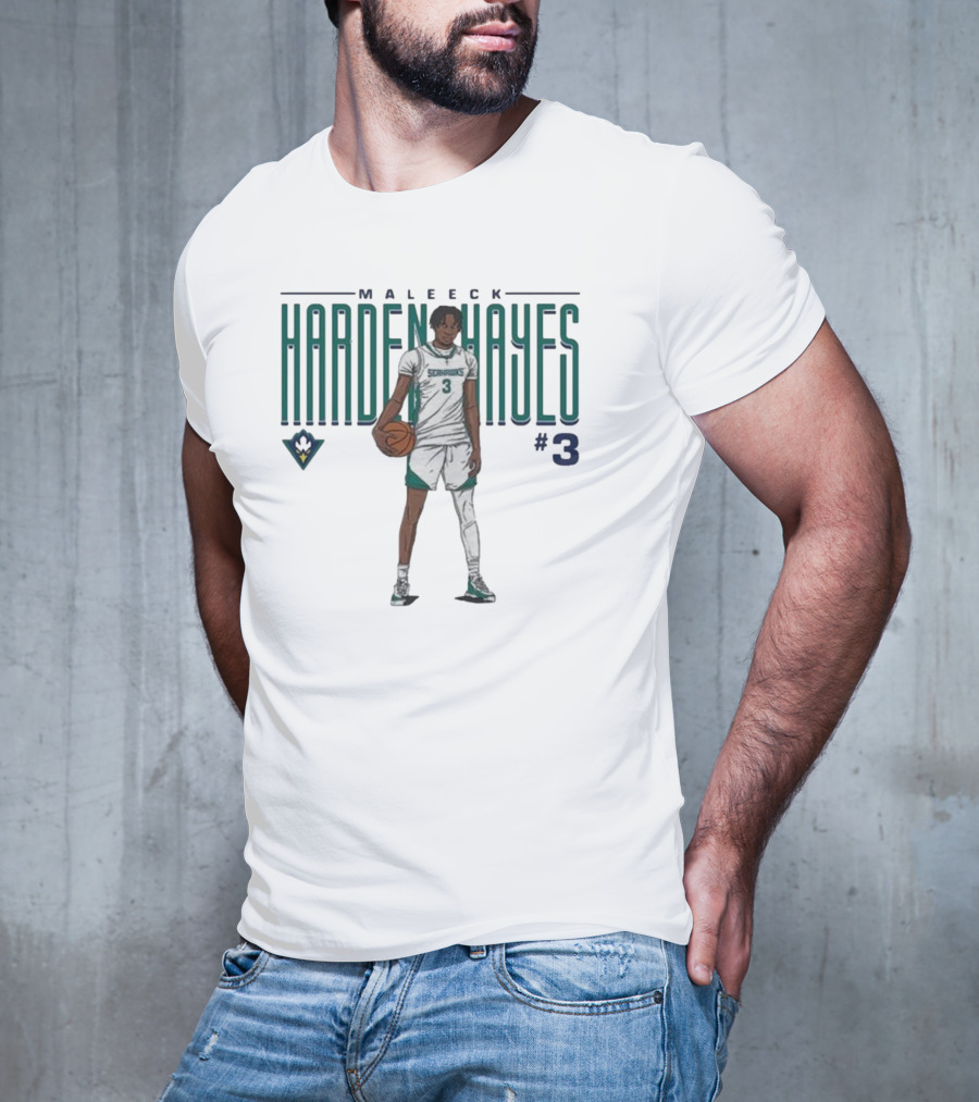 Maleeck Harden Hayes Seahawks #3 Basketball Player T-Shirt