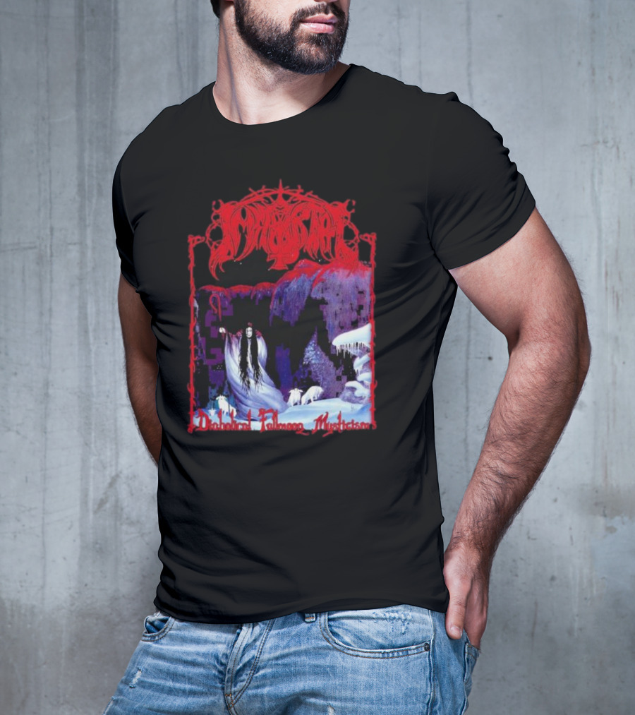 Immortal Diabolical Fullmoon Mysticism Red Logo Snowy Landscape Wraith And Wolves T-Shirt