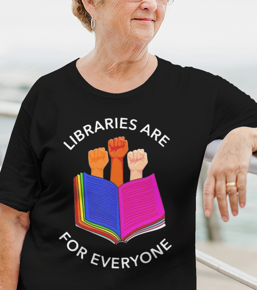 Libraries Are For Everyone Diverse Unity Open Book Fists T-Shirt