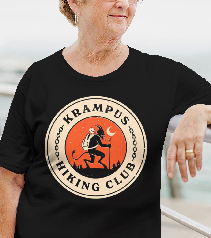 Krampus Hiking Club Moonlit Forest Adventure T-Shirt
