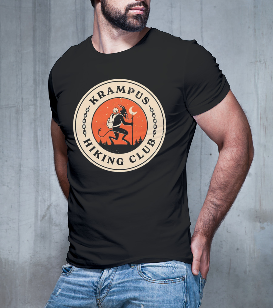 Krampus Hiking Club Moonlit Forest Adventure T-Shirt