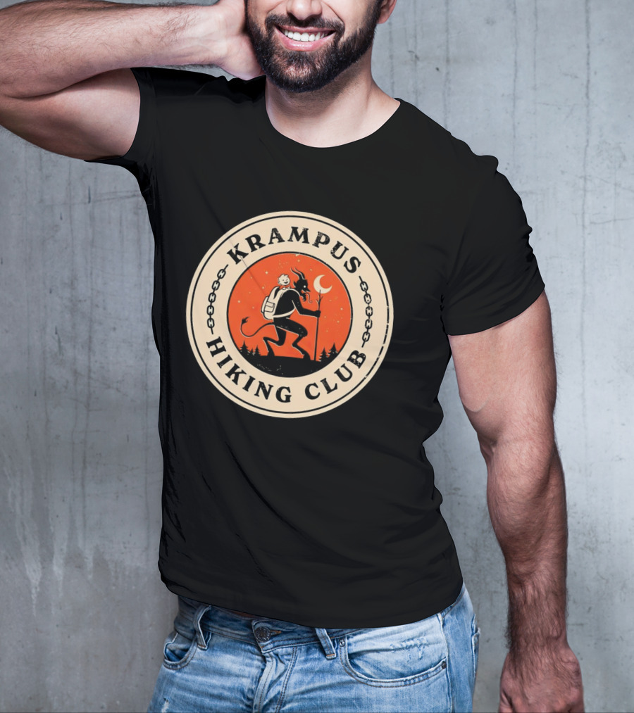 Krampus Hiking Club Moonlit Forest Adventure T-Shirt