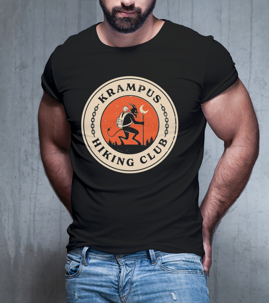 Krampus Hiking Club Moonlit Forest Adventure T-Shirt