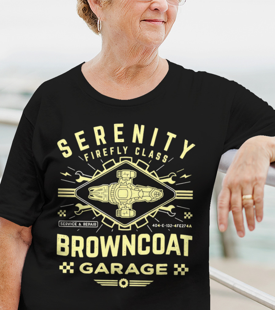Serenity Firefly Class Browncoat Garage Service And Repair T-Shirt