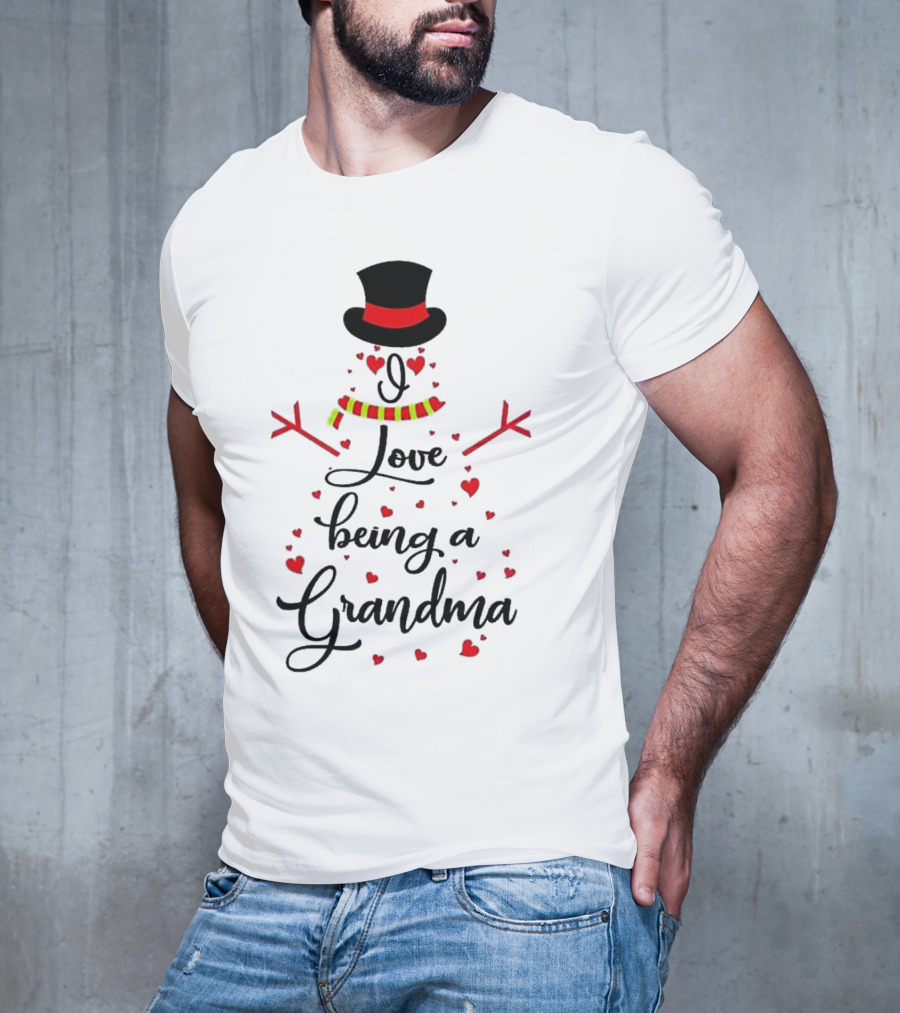 I Love Being A Grandma Snowman Hearts T-Shirt