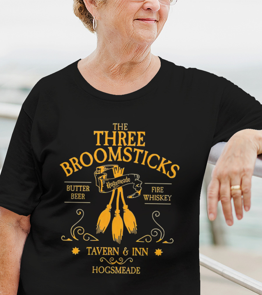 THE THREE BROOMSTICKS HOGSMEADE TAVERN And INN BUTTER BEER FIRE WHISKEY T-Shirt