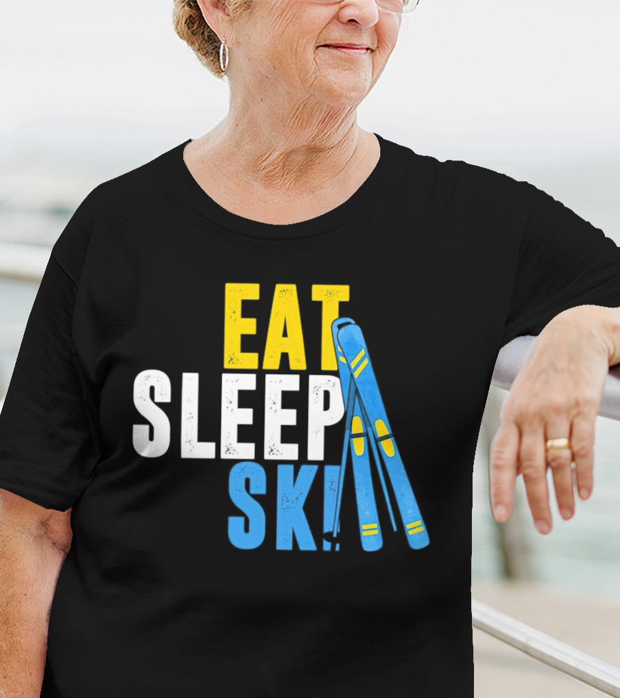 Eat Sleep Ski Skiing Ski Poles T-Shirt