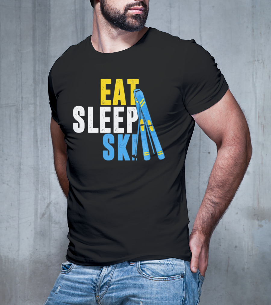 Eat Sleep Ski Skiing Ski Poles T-Shirt