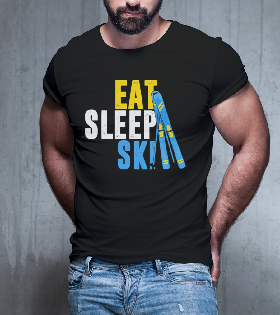 Eat Sleep Ski Skiing Ski Poles T-Shirt