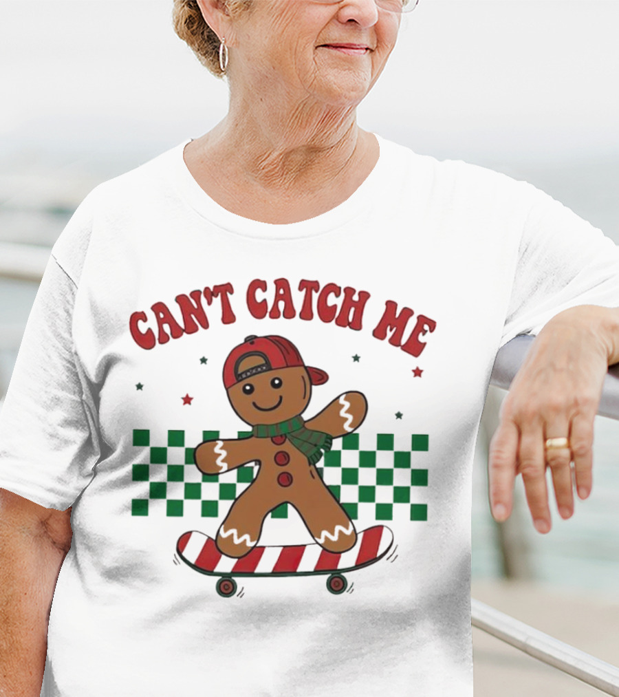 Can't Catch Me Gingerbread Skateboarding T-Shirt