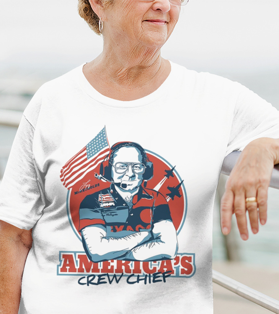 Larry McReynolds America's Crew Chief Patriotic Racing Tribute With Flag And Fighter Jets T-Shirt