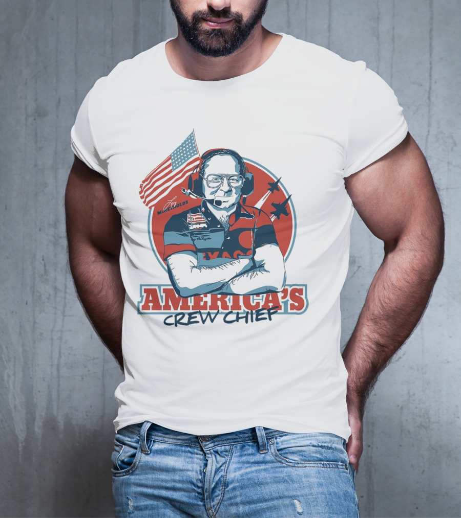 Larry McReynolds America's Crew Chief Patriotic Racing Tribute With Flag And Fighter Jets T-Shirt
