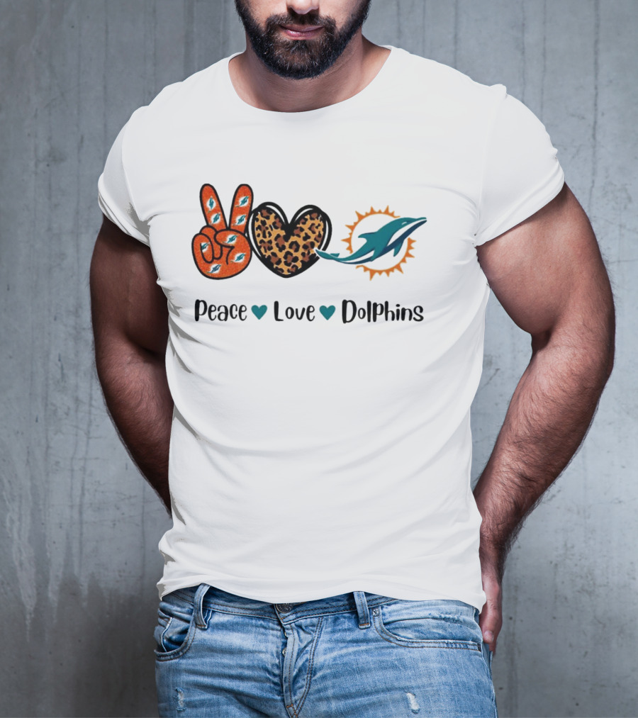 Peace Love Dolphins Miami Dolphins Football T-Shirt