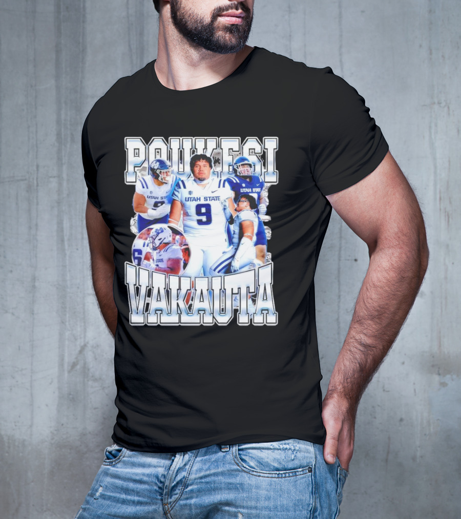 Poukesi Vakauta Utah State Aggies Football Player Number 9 T-Shirt
