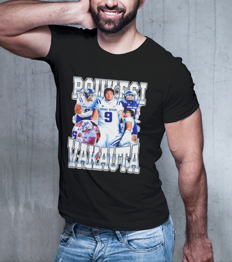 Poukesi Vakauta Utah State Aggies Football Player Number 9 T-Shirt