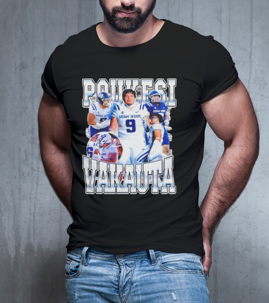 Poukesi Vakauta Utah State Aggies Football Player Number 9 T-Shirt