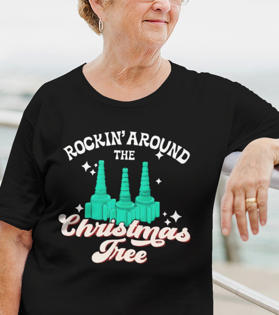 Rockin’ Around The Christmas Tree With Stylized Turquoise Towers T-Shirt
