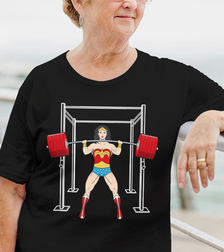 Wonder Woman Lifting Weights Gym Workout T-Shirt
