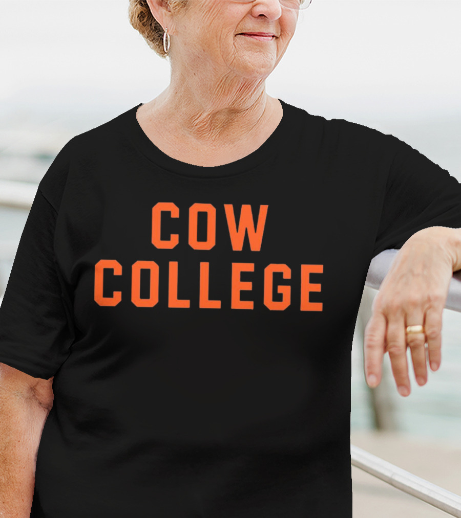Cow College Bold Orange Text T-Shirt