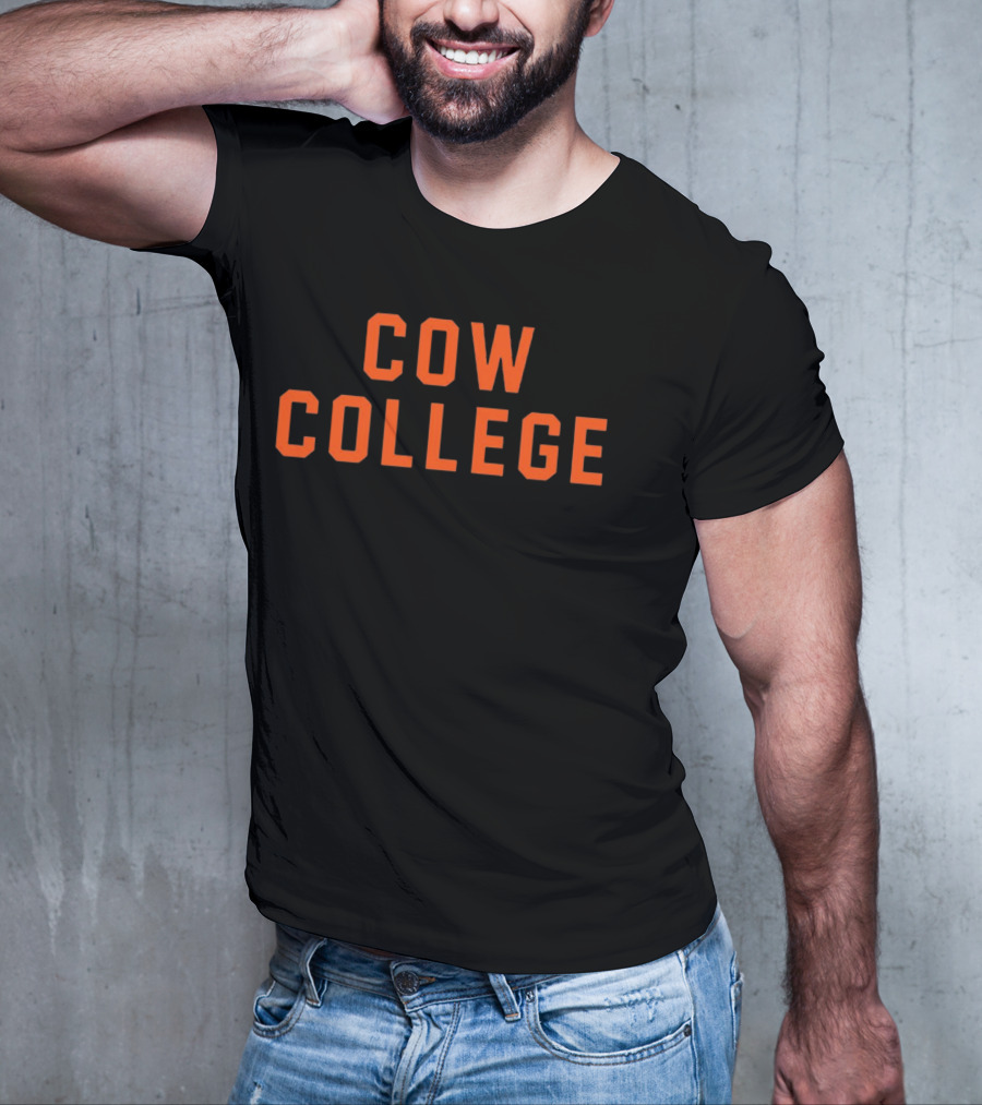 Cow College Bold Orange Text T-Shirt