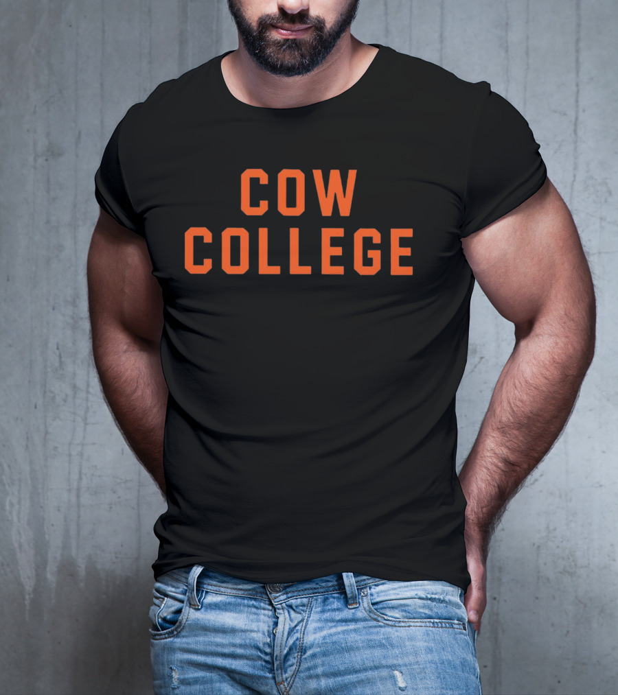 Cow College Bold Orange Text T-Shirt