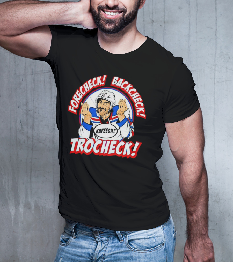 Forecheck Backcheck Trocheck Kapeesh Hockey Humor T-Shirt