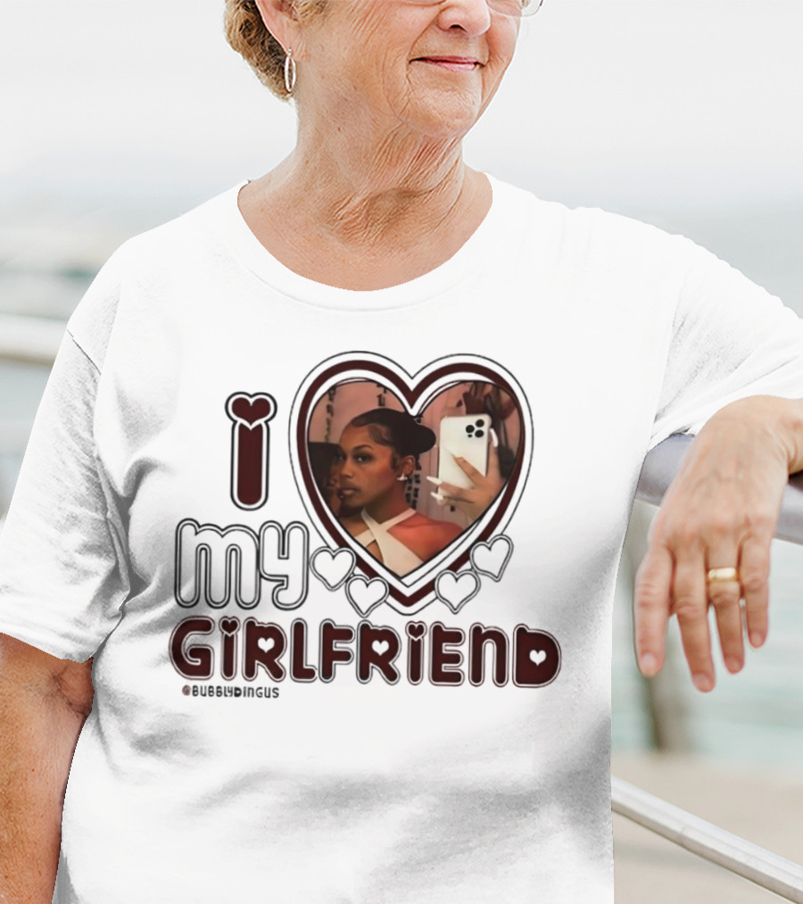 I Love My Girlfriend Heart Photo Bubblydingus T-Shirt