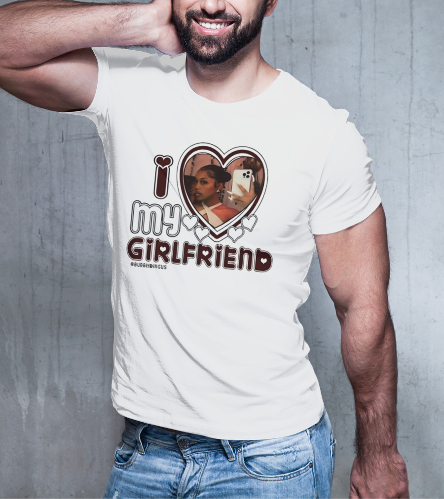 I Love My Girlfriend Heart Photo Bubblydingus T-Shirt