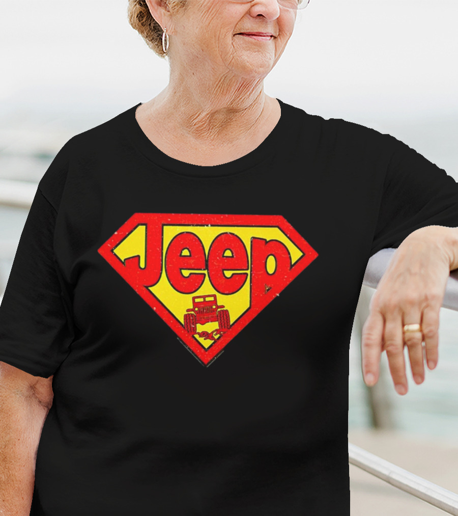 Jeep Super Red Yellow Emblem Superman Style 4x4 Off-Road T-Shirt